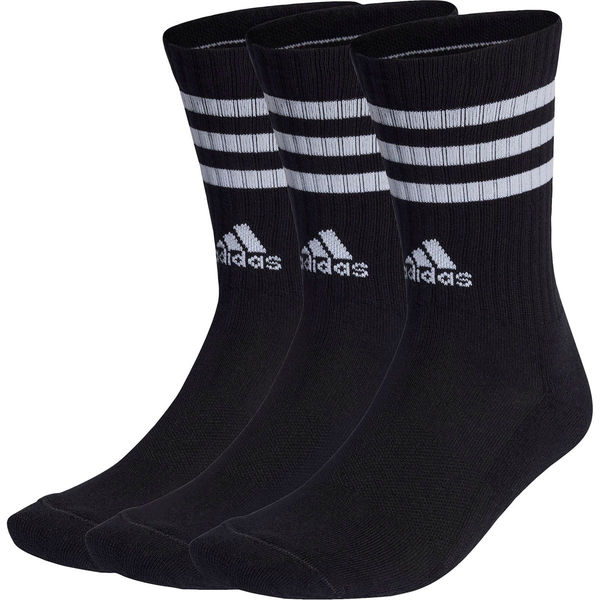 adidas(アディダス) スリーストライプス クッション クルー ソックス M ＢＬＫ／ＷＨＴ EBB67 1セット(3双入)（直送品）