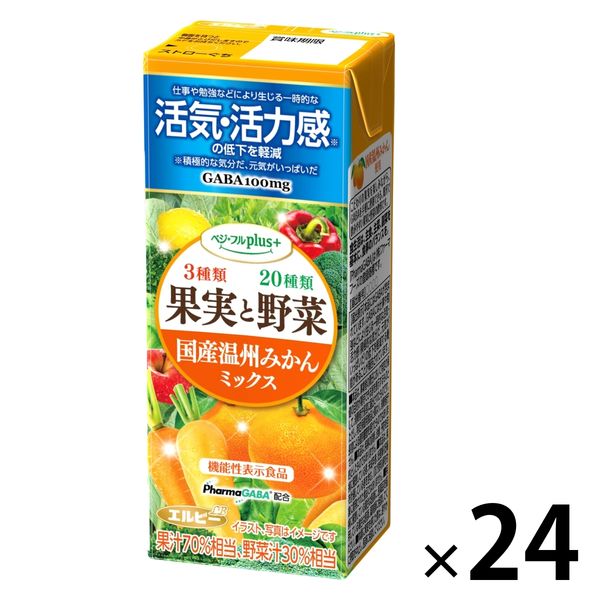 【機能性表示食品】エルビー べジ＊フルplus+ 果実と野菜 国産温州みかんミックス 200ml 1箱（24本入）