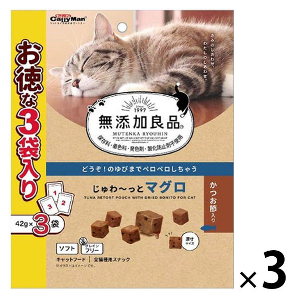 無添加良品 じゅわ～っとマグロ かつお節入り（42g×3袋入）3袋 ドギーマン 猫用 おやつ