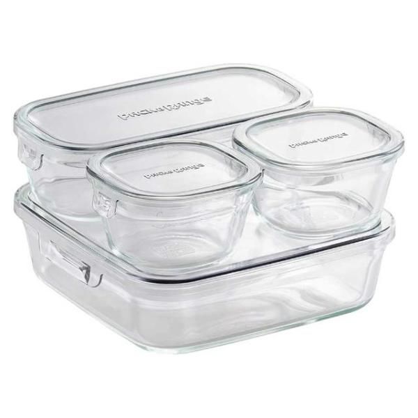 2025，定番 iwakiイワキ耐熱ガラス保存容器 4点セット クールグレー