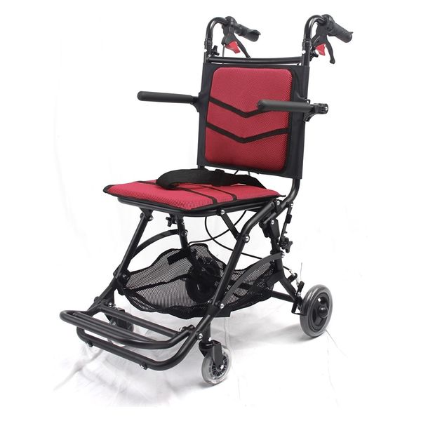 フェニックス商事 ナイスウェイ10 アルミ製 折畳 介助式車椅子 レッド PHW9003L10_R 1台（直送品）