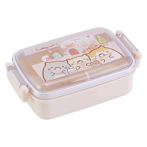 スケーター 子供用 抗菌 ふわっとタイトランチ お弁当箱 角型 450ml すみっコぐらし おかし屋さん 日本製 食洗機対応 1個 アスクル