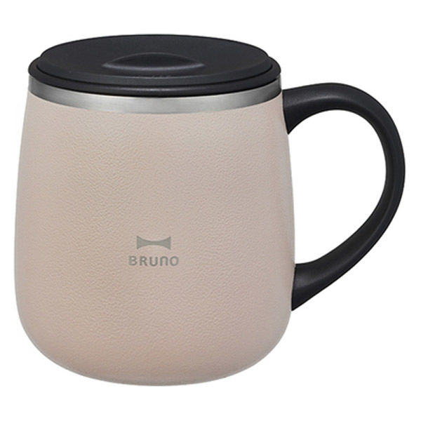 BRUNO（ブルーノ）蓋付き ステンレスマグ ショート 320ml ピンクベージュ 保温保冷 BHK262-PKBE 1個 - アスクル