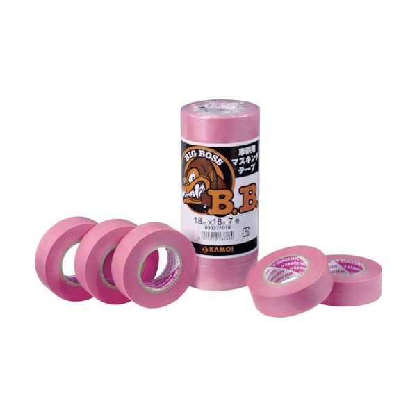 カモ井 マスキングテープ車両塗装用 幅100mm×長さ18m ピンク BIGBOSSJAN-100 1セット(10巻:1巻×10パック)（直送品）