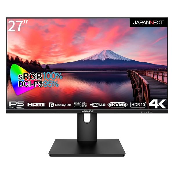 JAPANNEXT 27インチ4Kワイド液晶モニター USB Type-C対応 JN-IPS273UHDR-C65W 1台