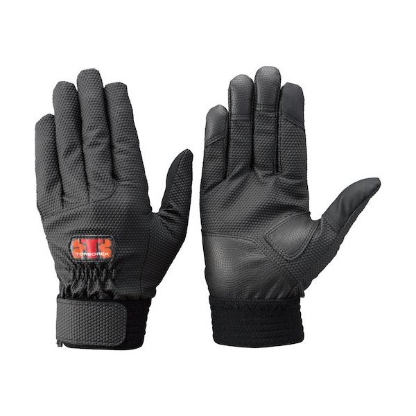 トンボ トンボレックス 合成皮革手袋 ブラック×ブラック E-855BK LL 1双 522-0974（直送品）
