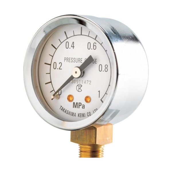 高島計器 高島 小型圧力計(A枠立型・φ50)圧力レンジ0.0~0.25MPa R1/8 1746025 1個 500-4286（直送品）