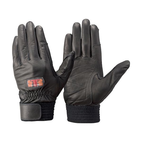 トンボ トンボレックス 牛革製手袋 手の平当て付 ブラック S CS-931BK 1双 509-4278（直送品）