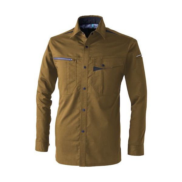 CUC CHUSAN T/Cストレッチシャツ カーキ M 351011-08-M 1着 572-6453（直送品）