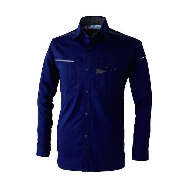 CUC CHUSAN T/Cストレッチシャツ ダークネイビー L 351011-182-L 1着 572-6464（直送品）