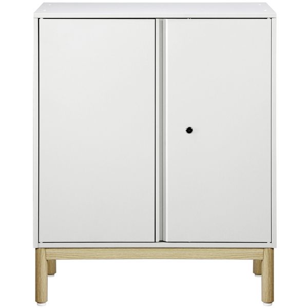 PREDONA（プレドナ）スチールシェルフ　 両開き 下置き用 2段 幅800×奥行400×高さ970mm ホワイト ラウンド脚　1台(2梱包)