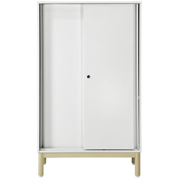 PREDONA（プレドナ）スチールシェルフ　 引違い 下置き用 3段 幅800×奥行400×高さ1360mm ホワイト ラウンド脚　1台(2梱包)