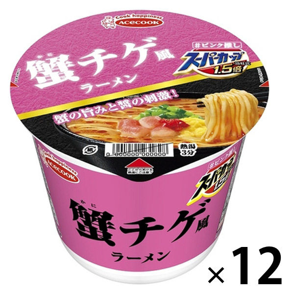 エースコック スーパーカップ1.5倍 蟹チゲ風ラーメン 1セット（12個