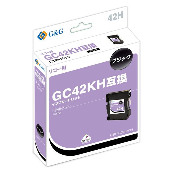 G＆G リコー（RICOH）用 互換インク HBR-GC42KH ブラック 大容量 GC42KH互換 1個