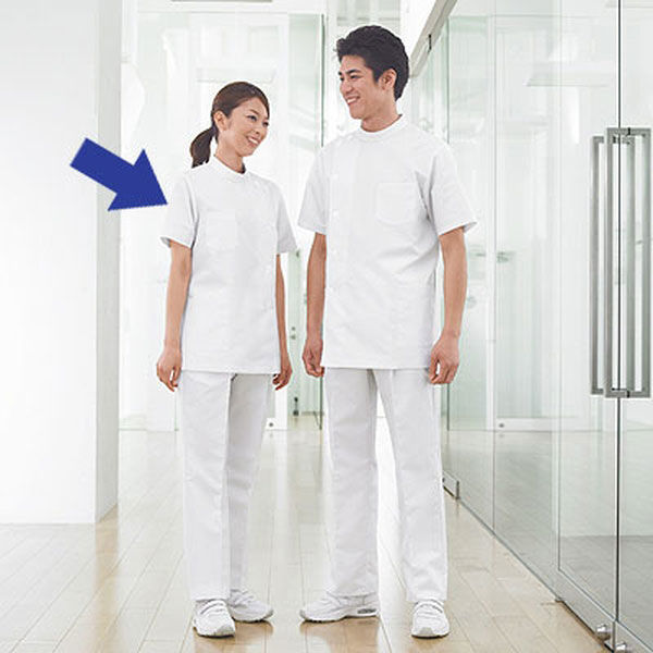 KAZEN レディス医務衣（ケーシー） 半袖 ホワイト 3L AKL360-30（直送品）