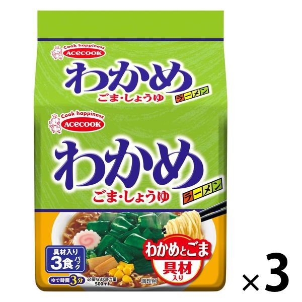 エースコック わかめラーメン ごま・しょうゆ 具材入り 1セット