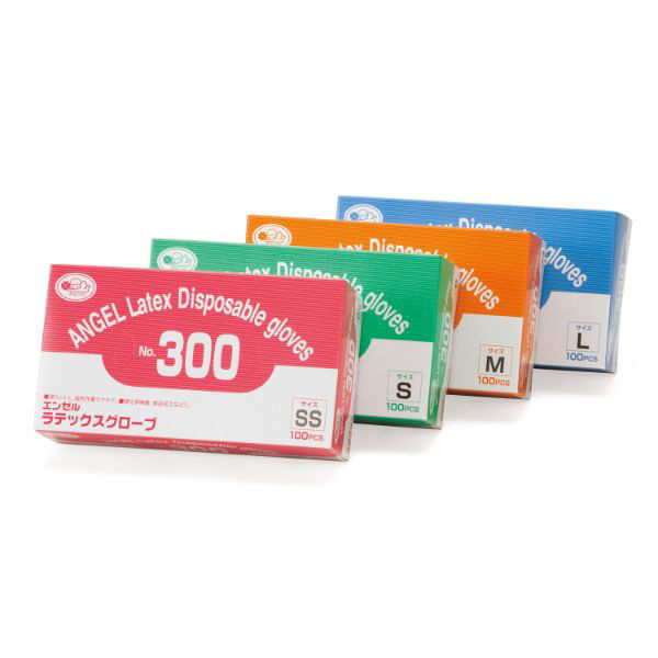 ゴム手袋 No.300 ラテックスグローブ(粉付)エンボスタイプ L 00340296 1ケース(2000個(100個×20))（直送品）