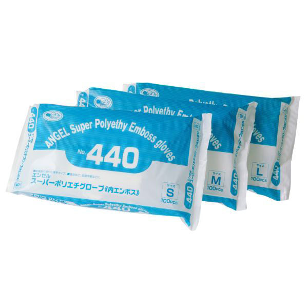 サンフラワー ポリ手袋 No.440 スーパーポリエチグローブ(内エンボス) クリア L 1ケース(4000個(100個×40))（直送品）