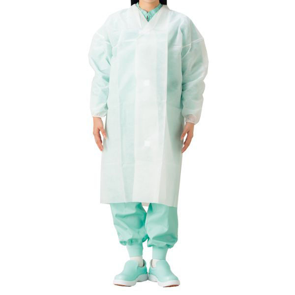 サンフラワー 使い捨てエプロン SUN94 ディスポビジターコート ホワイト L 00340605 1ケース(100個(50個×2))（直送品）