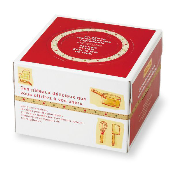 石渡 ケーキ箱 デコレーション箱 おいしいケーキ箱 赤色 130H 5号 08849 1ケース(100個)（直送品）