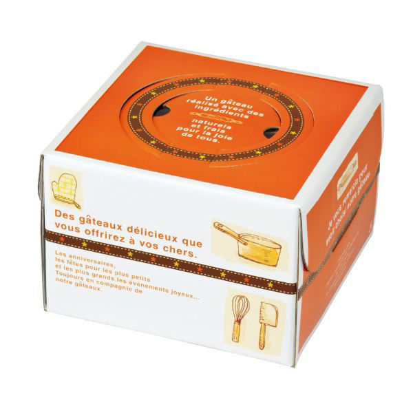 石渡 ケーキ箱 デコ箱 おいしいケーキ箱 オレンジ 130H 6号 84751 1ケース(50個)（直送品）