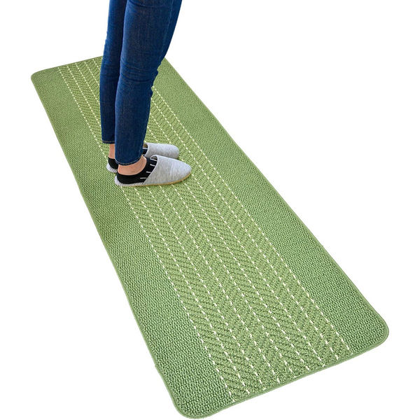 【色: ヘリンボンネイビー】優踏生洗いやすいヘリンボン 45ｘ252 キッチンマ 優踏生洗いやすい キッチンマット 約60cm×180cm （ 洗える 台所