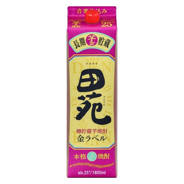 田苑 芋焼酎 金ラベル 25度 1.8L パック 1本 樽貯蔵 田苑酒造 田苑 芋焼酎 金ラベル 25度 1.8L パック 1本 樽貯蔵 田苑酒造