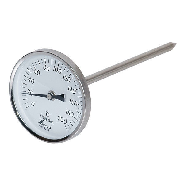シンワ測定 温度計 Vー4 丸T字型 0~200°C Φ8×20cm 黒目盛 73013 1個（直送品）