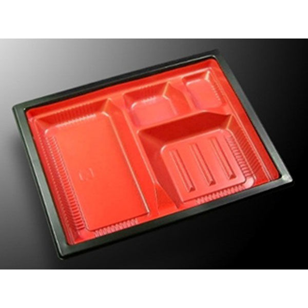 中央化学 弁当容器 CT WF-22D-27 赤黒-BK 身L 23861 1袋(50個)（直送品）