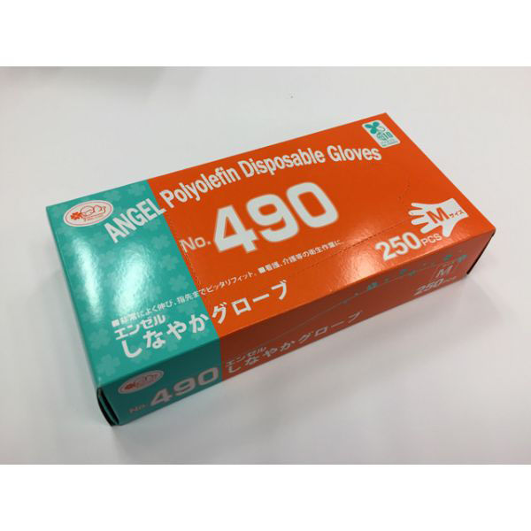 サンフラワー TPE手袋 No.490 しなやかグローブ クリア M 643601 1ケース(5000個(250個×20))（直送品） アスクル