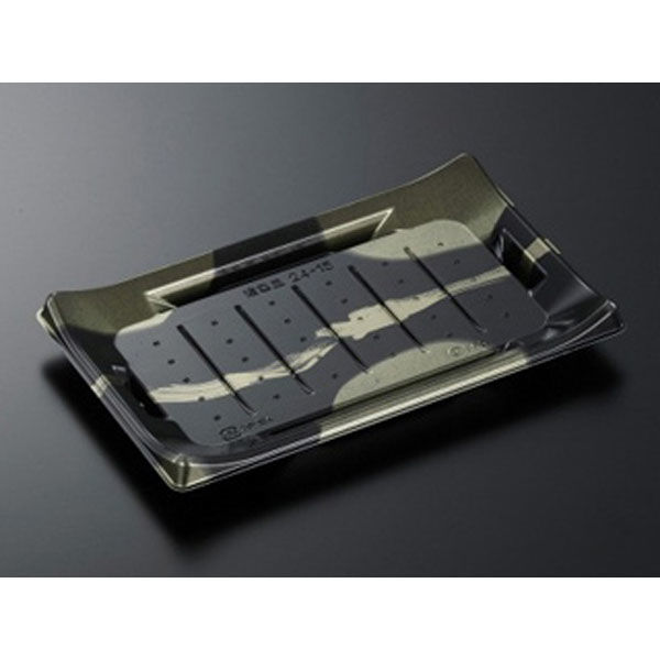 中央化学 寿司容器 HS 波ね皿 24-15 壮月BK-BK 身 158006 1袋(50個)（直送品）