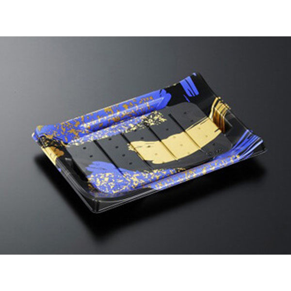 中央化学 寿司容器 HS 波ね皿 21-15 光琳BK-BK 身 157958 1ケース(600個(50個×12))（直送品）