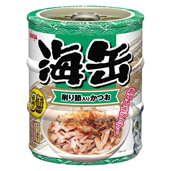 海缶ミニ3P 猫 削り節入りかつお（60g×3缶）1個 アイシア キャットフード ウェット 缶詰