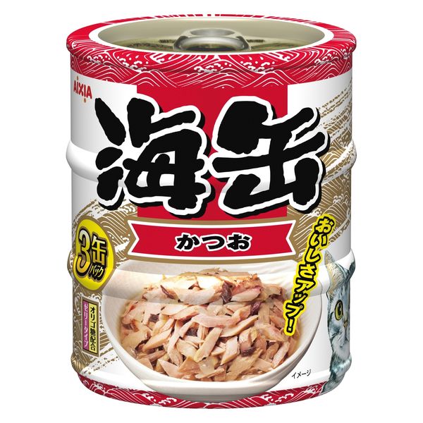 海缶ミニ3P 猫 かつお（60g×3缶）1個 アイシア キャットフード ウェット 缶詰