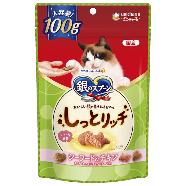 銀のスプーン おいしい顔が見られるおやつ しっとリッチ シーフード＆チキン 国産 100g 猫用 おやつ