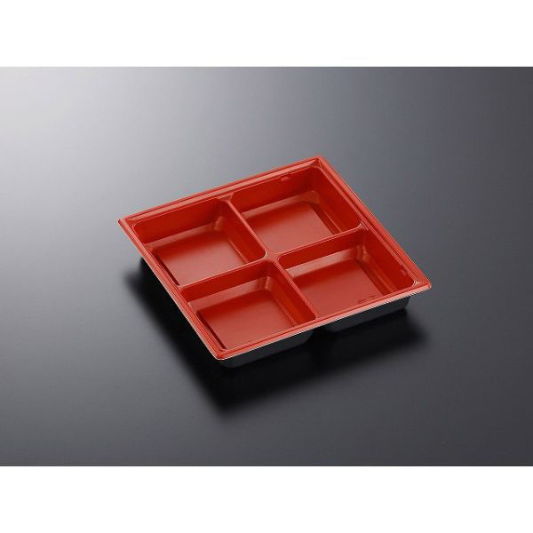 中央化学 弁当容器 CT 千歳 K18M 赤-BK 身 370791 1袋(50個)（直送品）