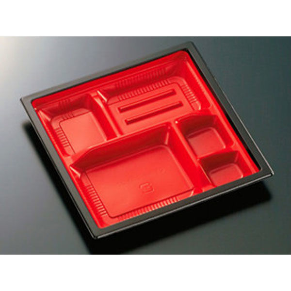中央化学 弁当容器 CT WF-23B-27赤黒-BK身 216986 1ケース(600個(50個×（直送品）