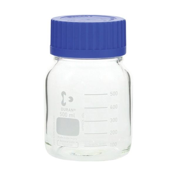 柴田科学 SIBATA 耐熱ねじ口びん 広口 青キャップ付 500mL 017250-500A 1セット(10個) 136-1558（直送品）