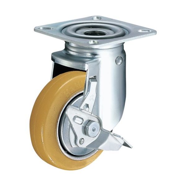 ハンマー 旋回式ウレタン車輪(スチールホイール・ローラーベアリング)150mm ストッパー付 513M-URB150 1個（直送品）