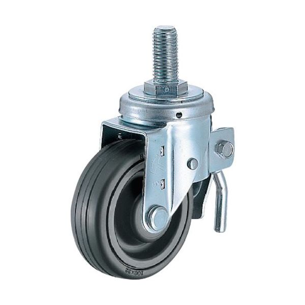 ハンマー ねじ込み旋回式ゴム車輪(ナイロンホイール・ボールベアリング)125mm トータルロック 615SA-CHR125 1個（直送品）