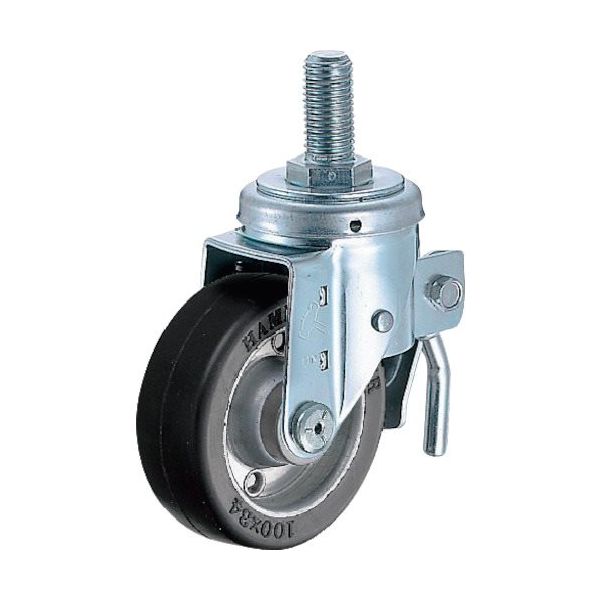 ハンマーキャスター ハンマー ねじ込み旋回式ゴム車輪(ワイドタイプ)150mm トータルロック 615SA-WR150 1個（直送品）