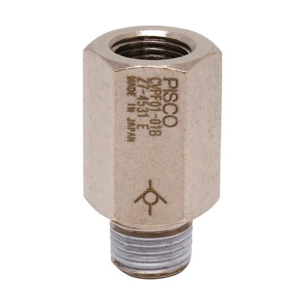 日本ピスコ PISCO チェック弁 チェックバルブ ブッシュ 弁体樹脂タイプ おねじ側出力 CVPF01-01B 1個 838-7697（直送品）