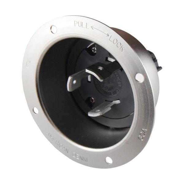 アメリカン電機 引掛形 フランジインレット 3P60A250V 3625 1個 850-1117（直送品）