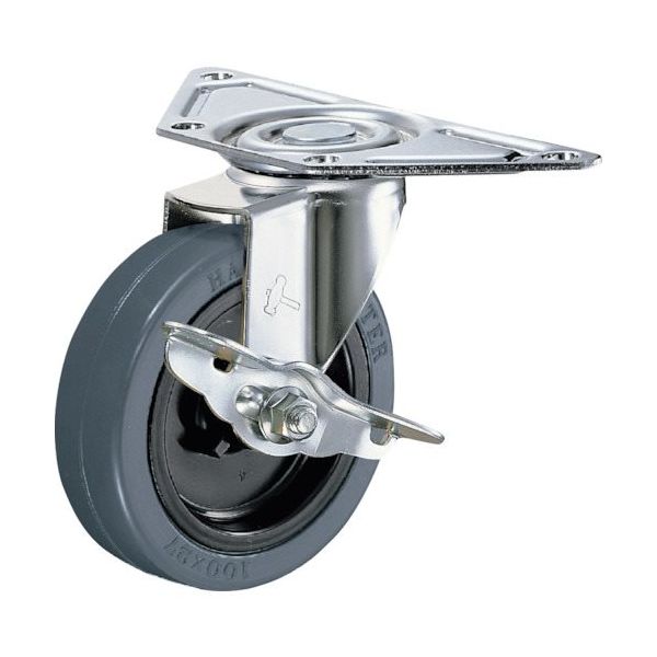 ハンマーキャスター ハンマー Eシリーズコーナー 旋回式ゴム車輪(ナイロンホイール)85mm ストッパー付 215E-RN85 1個（直送品）