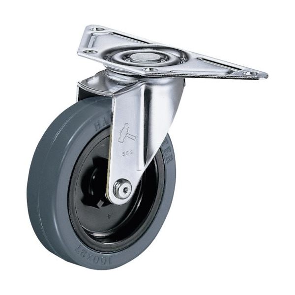 ハンマーキャスター ハンマー Eシリーズコーナー 旋回式ゴム車輪(ナイロンホイール)100mm 220E-RN100 1個 814-3566（直送品）