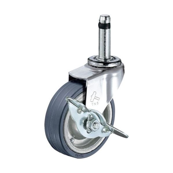 ハンマーキャスター ハンマー 差込み旋回式ゴム車輪(スチールホイール)75mm ストッパー付 415K-PR75 1個 814-0917（直送品）