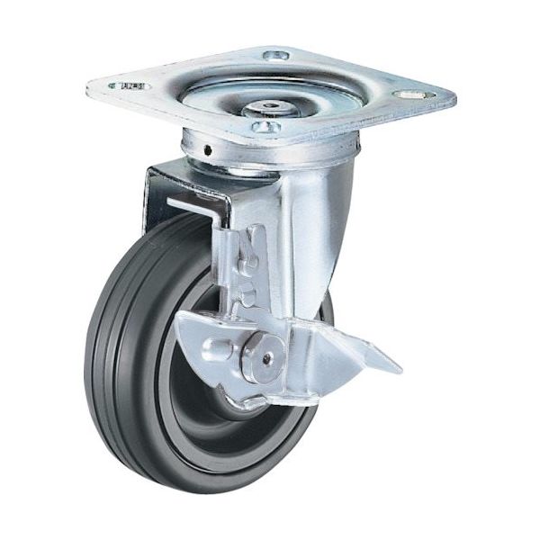 ハンマーキャスター ハンマー 旋回式ゴム車輪(ナイロンホイール・ボールベアリング)100mm ストッパー付 419S-CHR100 1個（直送品）