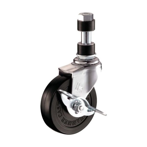 ハンマーキャスター ハンマー パイプ差込み旋回式ゴム車輪 65mm φ22用 ストッパー付 4156EX-R65 1個 814-2591（直送品）