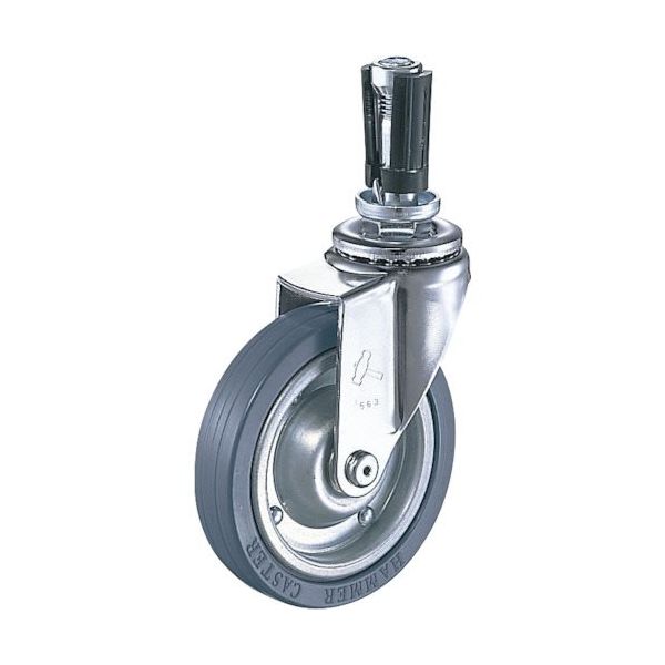 ハンマーキャスター ハンマー パイプ差込み旋回式ゴム車輪(スチールホイール)125mm φ21~23用 4205EU-PR125 1個（直送品）