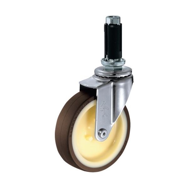 ハンマーキャスター ハンマー パイプ差込み旋回式ウレタン車輪(ナイロンホイール)125mm φ21~23用 4205EU-UR125 1個（直送品）